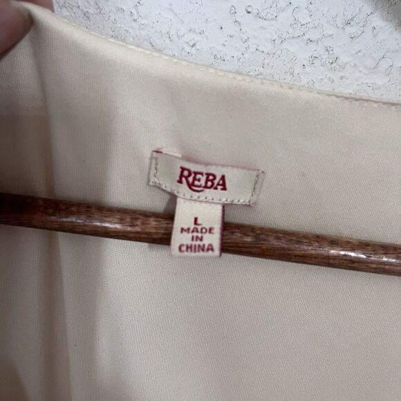 Reba Midi Beige Antique Lace Dress Women Large Romantic Boho Long Sleeve - Picture 7 of 9